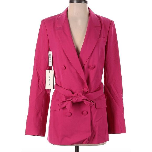 Aritzia Babaton Samuel Belted double-breasted blazer Hot Pink Size 4 - Picture 1 of 3